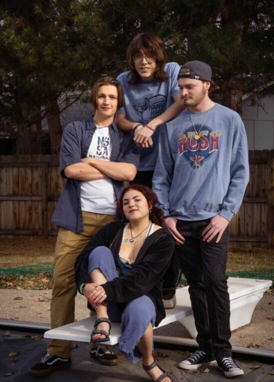 Ballpark the band posing on a diving board behind a pool